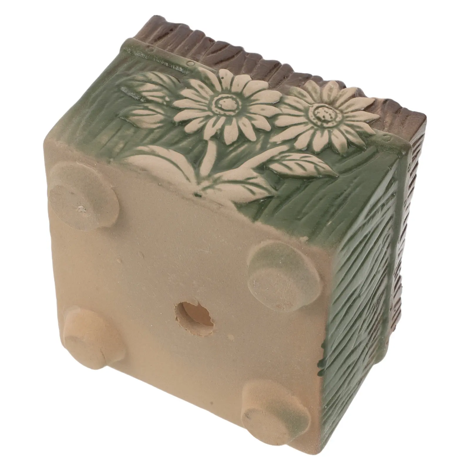 Ceramic Succulent Planter Pot Square Mini 3.7 Glaze Small Plant Container Windowsill Desk Decorative Planter Pot Ombre Ceramic