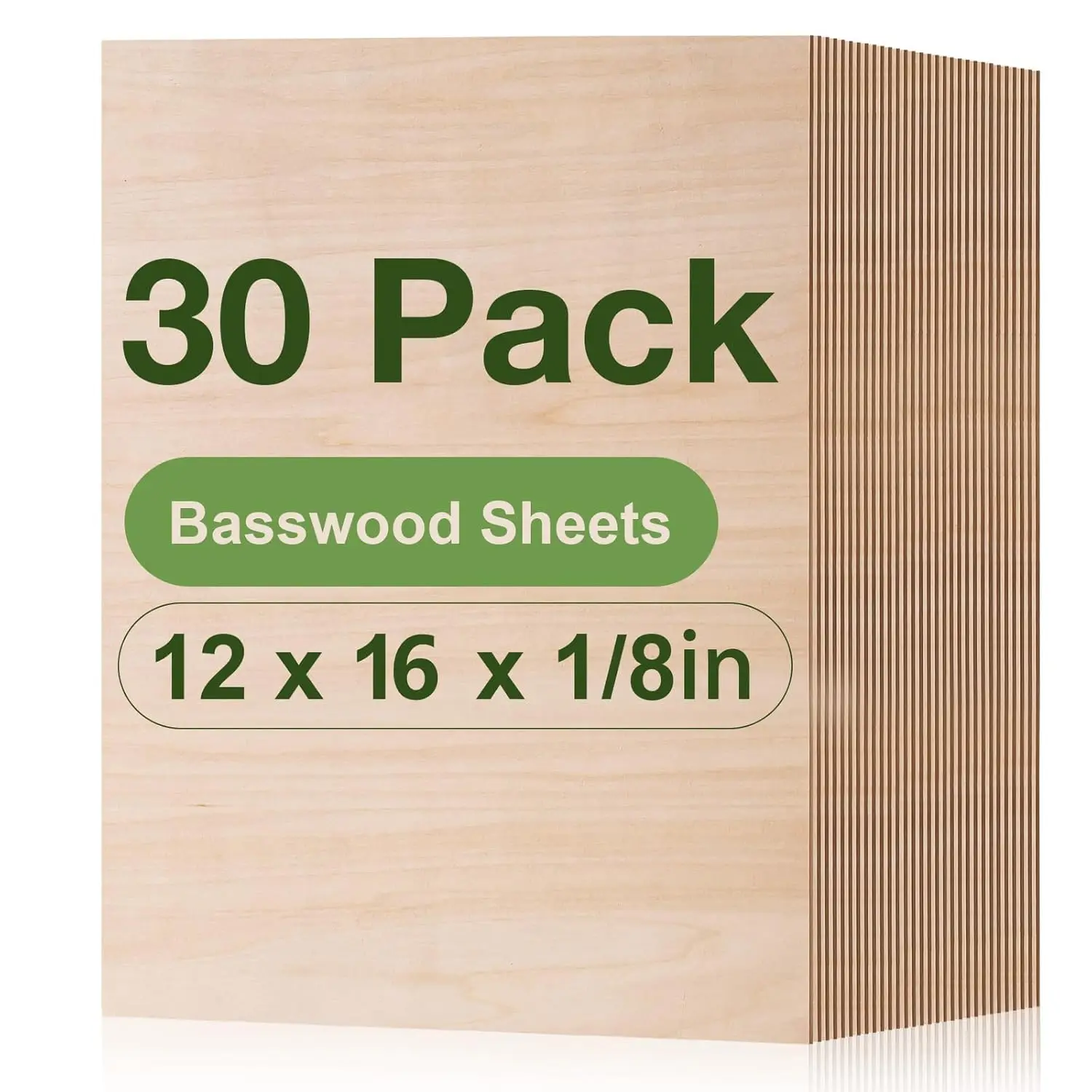 

30 Pack Basswood Plywood Sheets, 12x16x1/8 Inch for Laser Cutting, DIY Crafts and Models