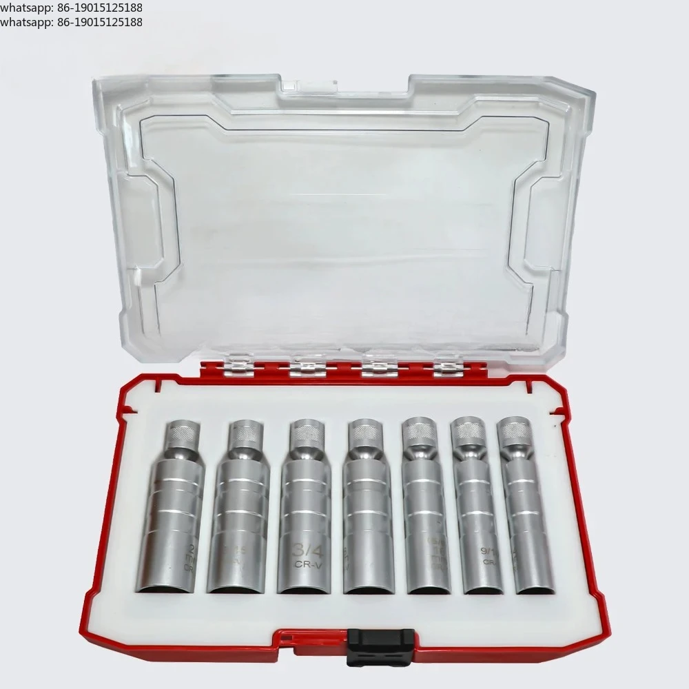 

7 шт., 12 т, магнитная тонкостенная свеча зажигания, универсальный набор головок, 3/8-дюймовый набор инструментов для удаления роторных приводов