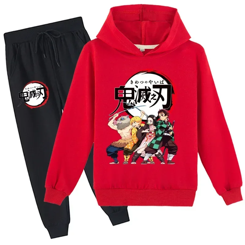 

Children Hooded Hoodies Kids Anime Demon Slayer Blade of Ghost Sweatshirts Baby Pullover Tops Girls Boys Spring Clothes sets