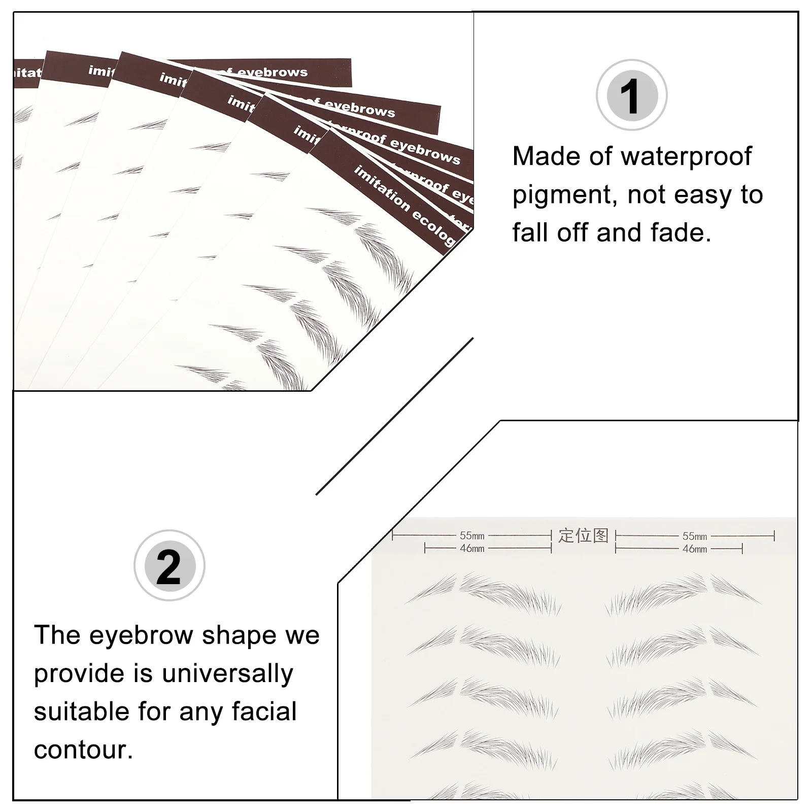6 uds pegatinas para cejas tinte Fondant cejas maquillaje pigmento tinte Kit lápiz 3d uñas tatuajes artificiales transferencia