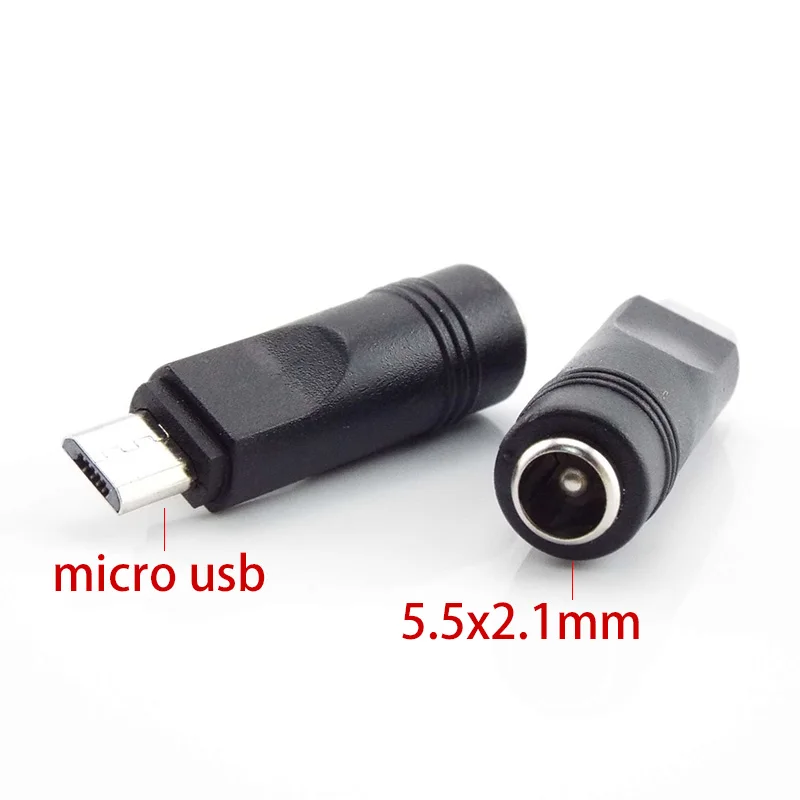 DC Power Adapter Converter Micro USB Male to 5.5x2.1mm Female Jack Connector for Laptop Notebook Computer PC