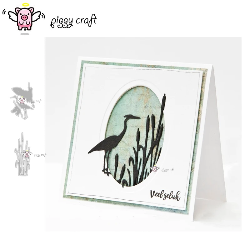 Piggy Craft metal cutting dies cut die mold Water plants bird decoration Scrapbook paper craft knife mould blade punch stencil