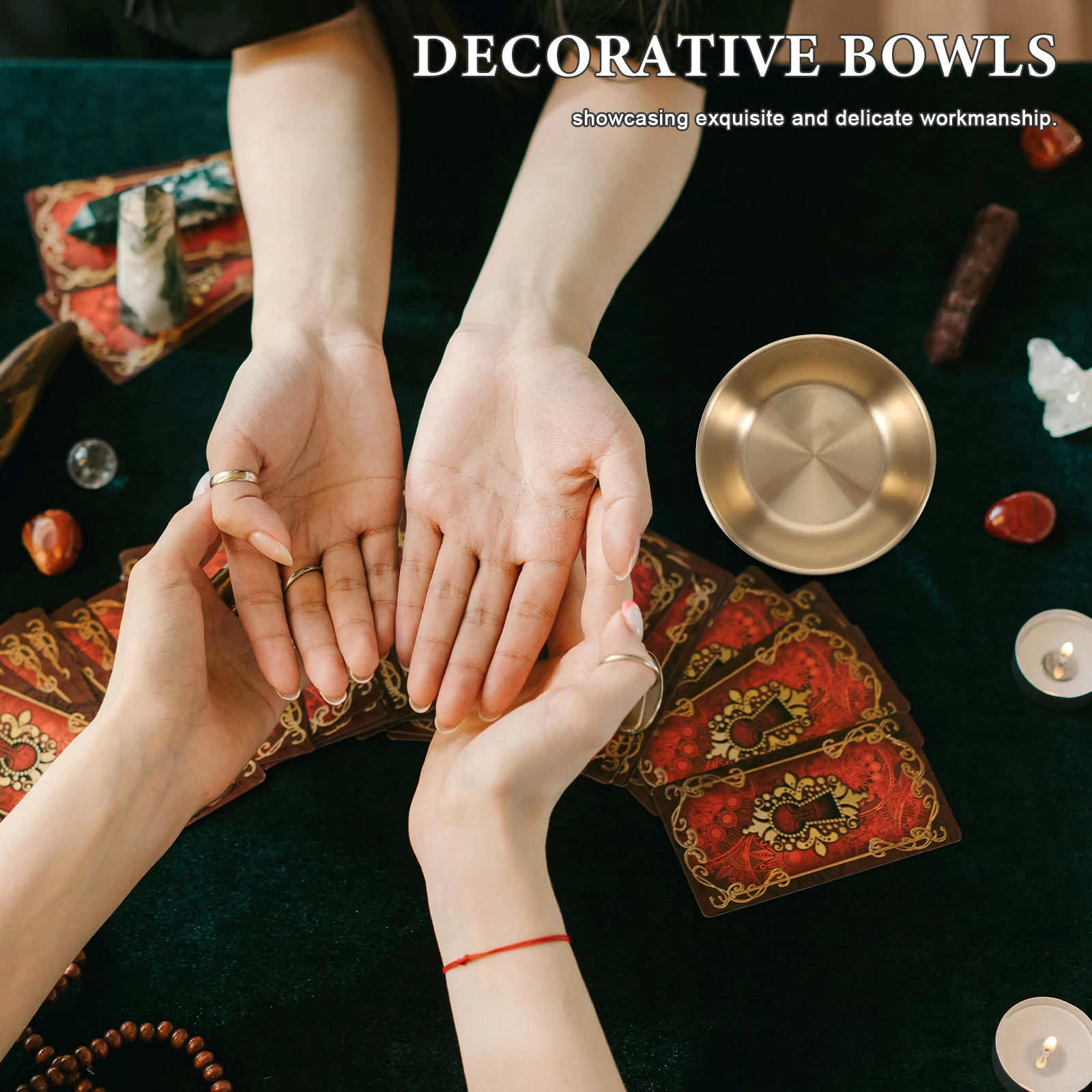

Brass Ritual Offering Copper Smudging Bowl For Altar Decoration Incense Burner Pentagram Moon Dish Multifunctional Metal Bowl