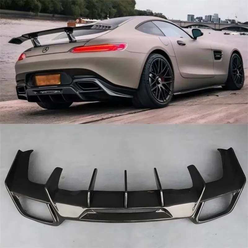 

For Mercedes Benz GT 2015 2016 2017 2018 2019 2020 2021 2022 2023 2024 ReaI Carbon Fiber Bumper Rear Lip Spoiler Kit