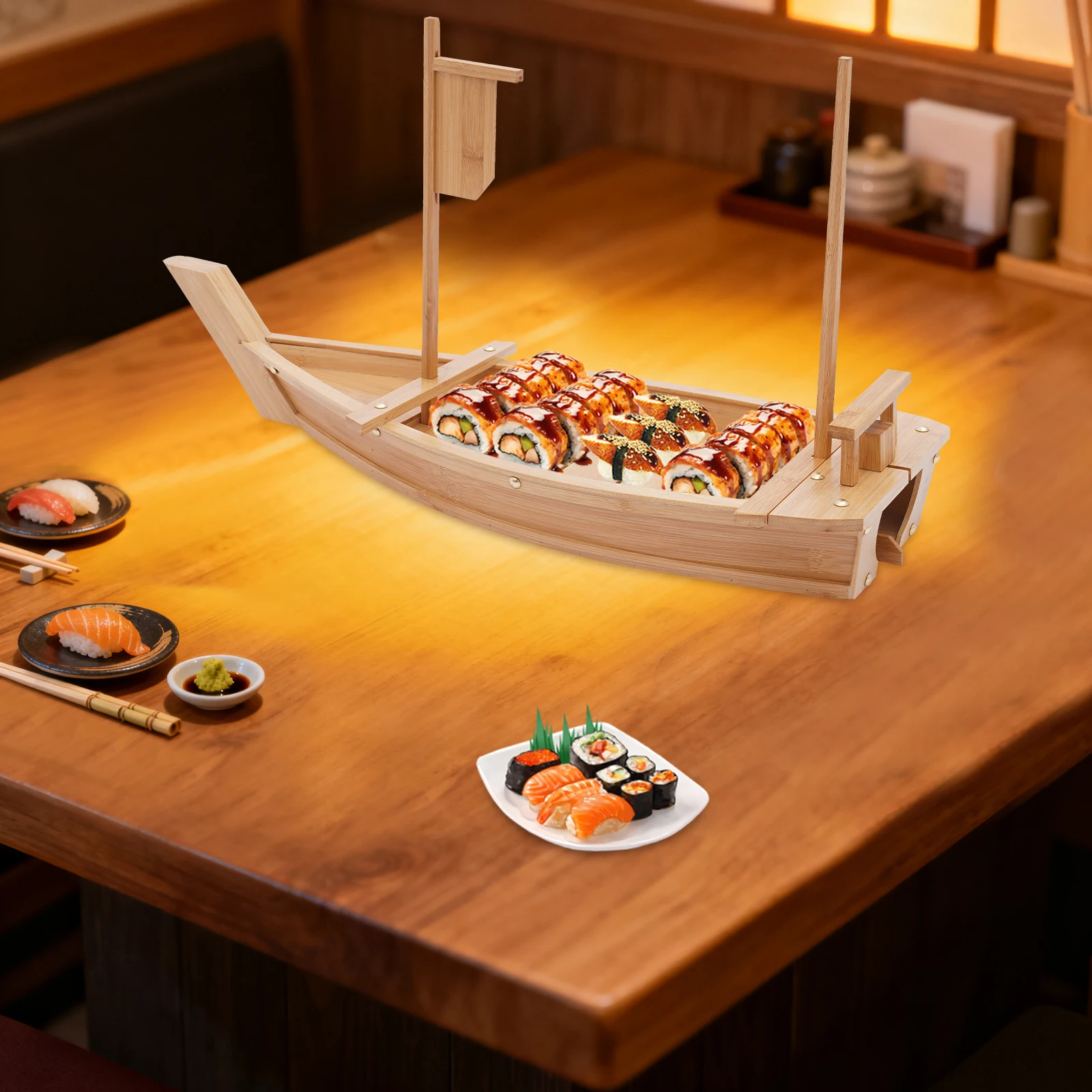 

Auspicious Boat-shaped Sushi Tray Eco-friendly Reusable Ideal Gift for Wedding Housewarming Festival Dinner