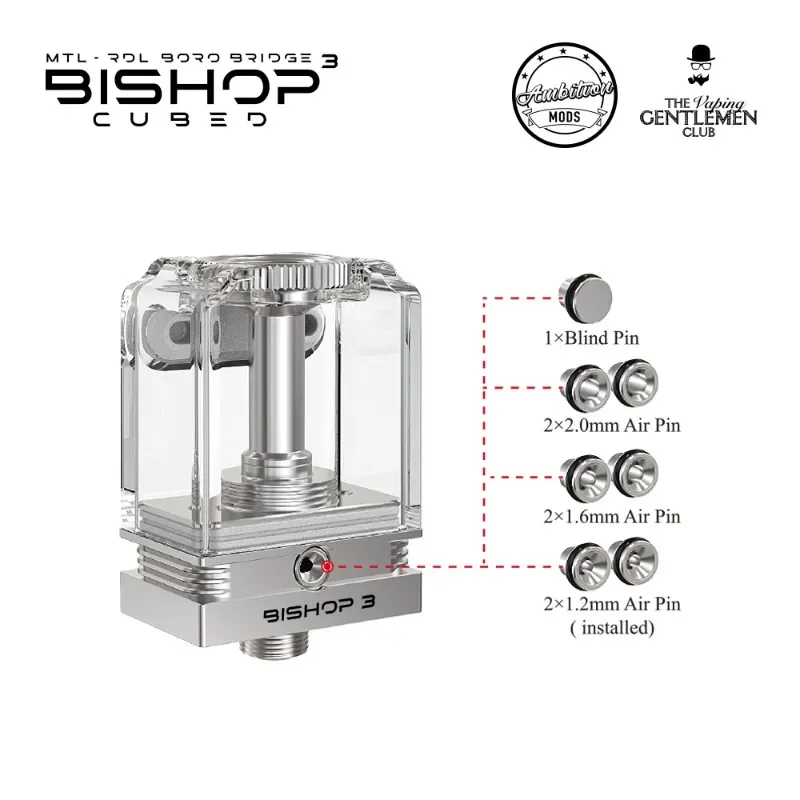 Mods Bishop 3 Bishop3 Cubed RBA Bridge 5ml PCTG 316SS Boro Tank BB Mod Billet Box AIO Boro Mods Vape Ecig replacement coil - gallery image 6