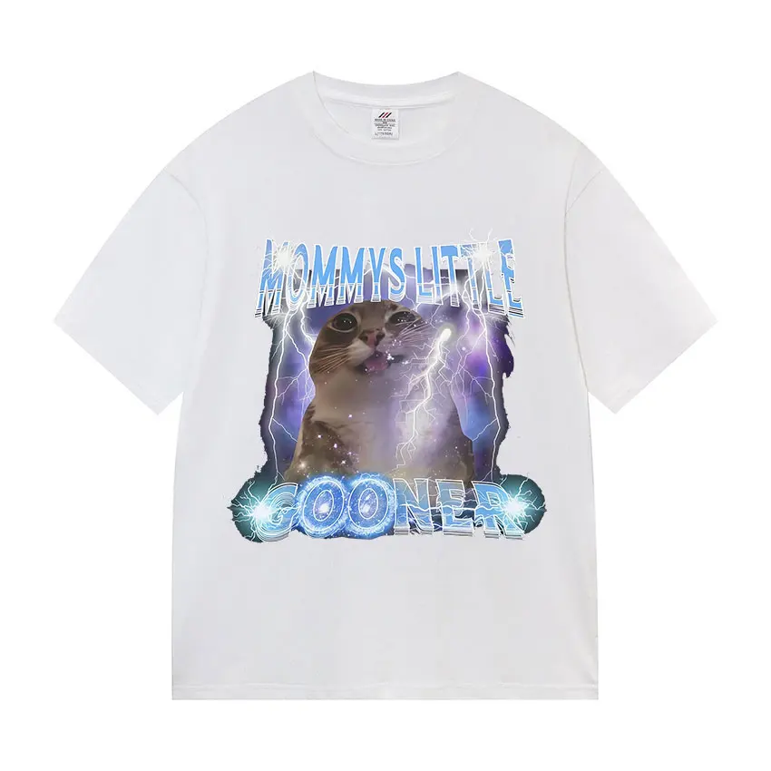Mama der Kleine Gooner Lustige Katze Meme Grafik T-shirt Frauen Mode Harajuku Männer T Shirt Retro Kurzarm T-shirts Grafik top
