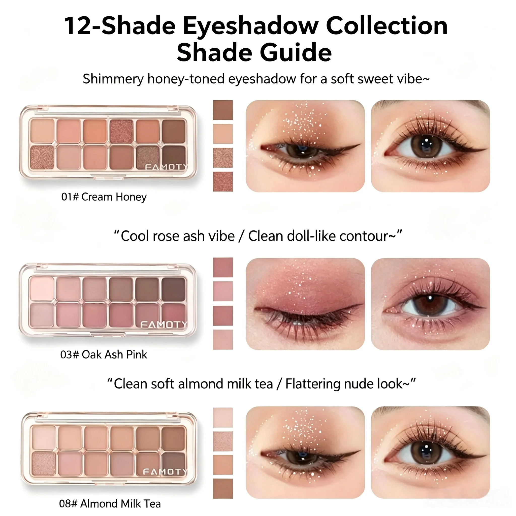 12 Color Low Saturation Eyeshadow Palette All Matte Tea Apricot Eye Makeup Palette Daily Earth Makeup Long Lasting Eye Shadows