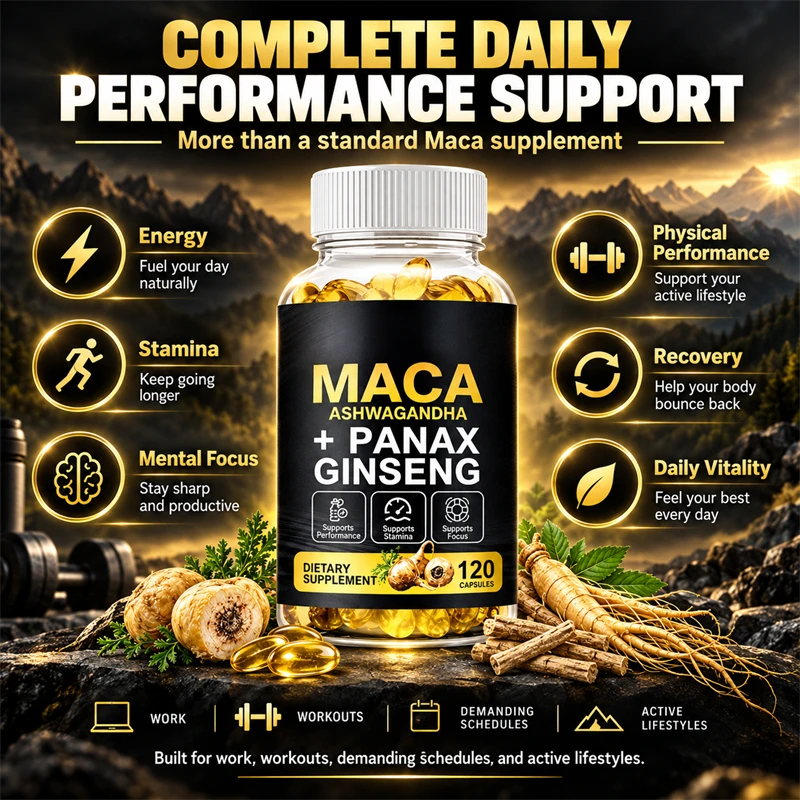 Maca Root Softgels with Ashwagandha Panax Ginseng for Male Enhancing,Stamina Muscle,Improve Endurance & Muscle Mass Workouts
