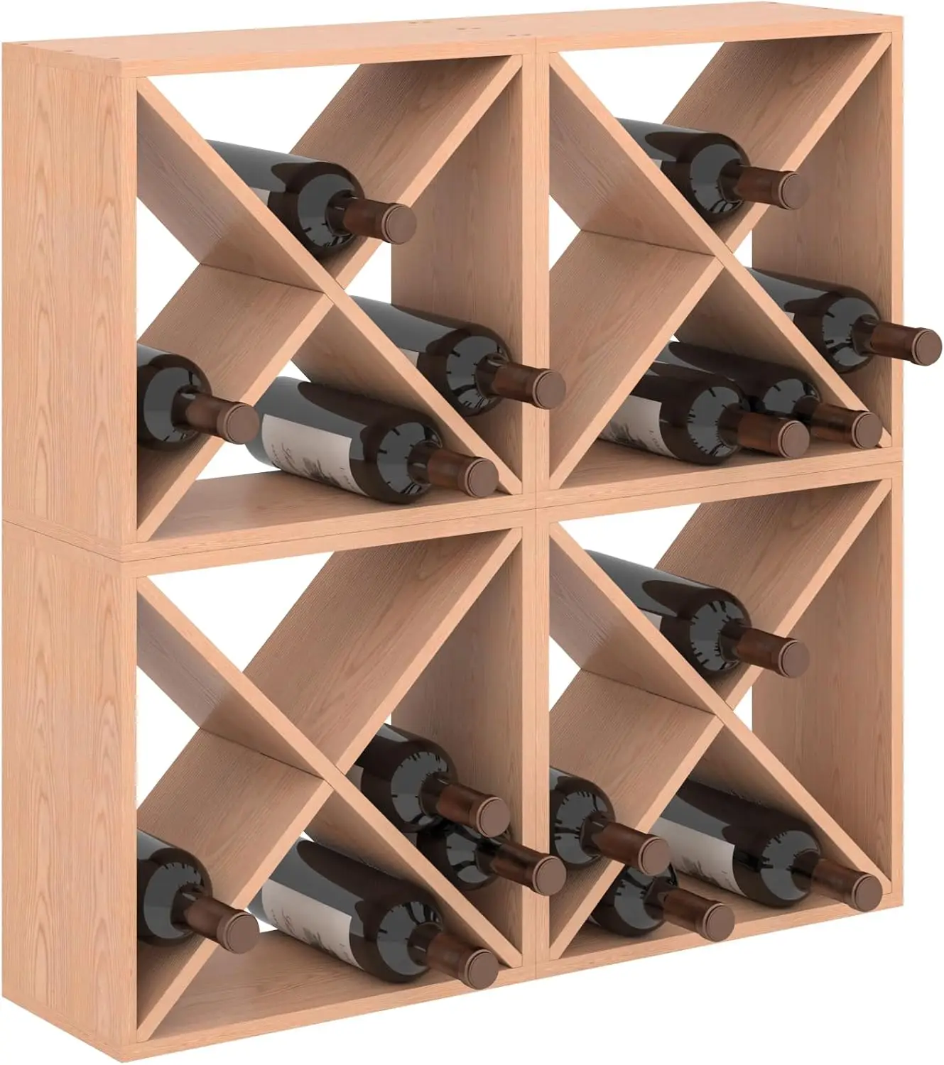 

96 Bottle Wine Rack Countertop Wine Storage Cube Freestanding Wine Holder Wood Storage Shelf for Home Kitchen Bar