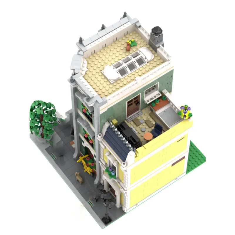 MOC-241971 ชุดตัวต่อบล็อกอาคารร้านอาหาร แบบประกอบชิ้นส่วนขนาดเล็ก รุ่น Street View Architecture Series ของเล่น 2570 ชิ้น