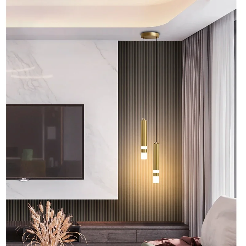 Imagem -04 - Lustre Led Preto ou Dourado Lâmpada Pingente com Duas Cabeças Boa Aparência Luz de Teto Luz Doméstica ac 110v ac 220v Novo