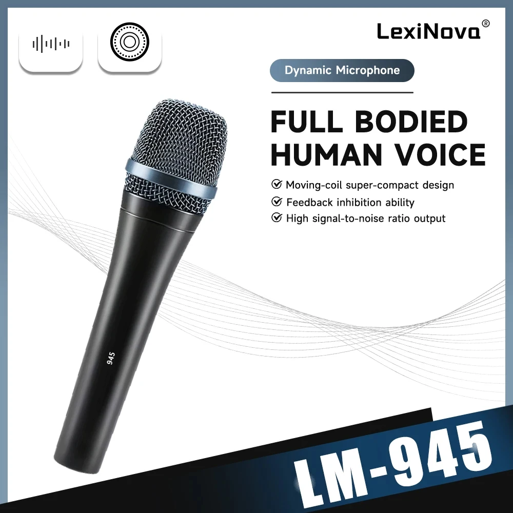 LM-945 Dynamisches Kabelmikrofon, Hypernierencharakteristik, tragbares Handmikrofon für Live-Gesang, professionelles Hängemikrofon