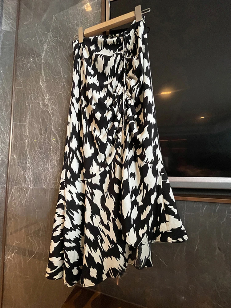 

Ретро-юбка миди с цветочным принтом, женская облегающая юбка-русалка средней длины для осени и зимы, облегающая юбка-футляр с завязками