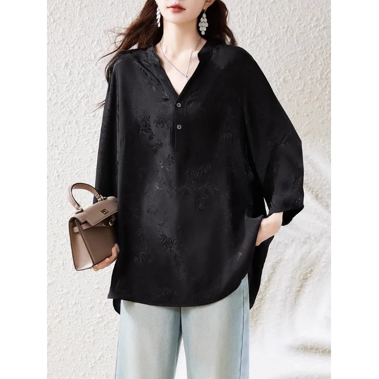 

Bla Цветочная вышивка irt Женские V-ne Long Sve Традиционный китайский Sle Офис Dojazdy Faion Прямой крой irt