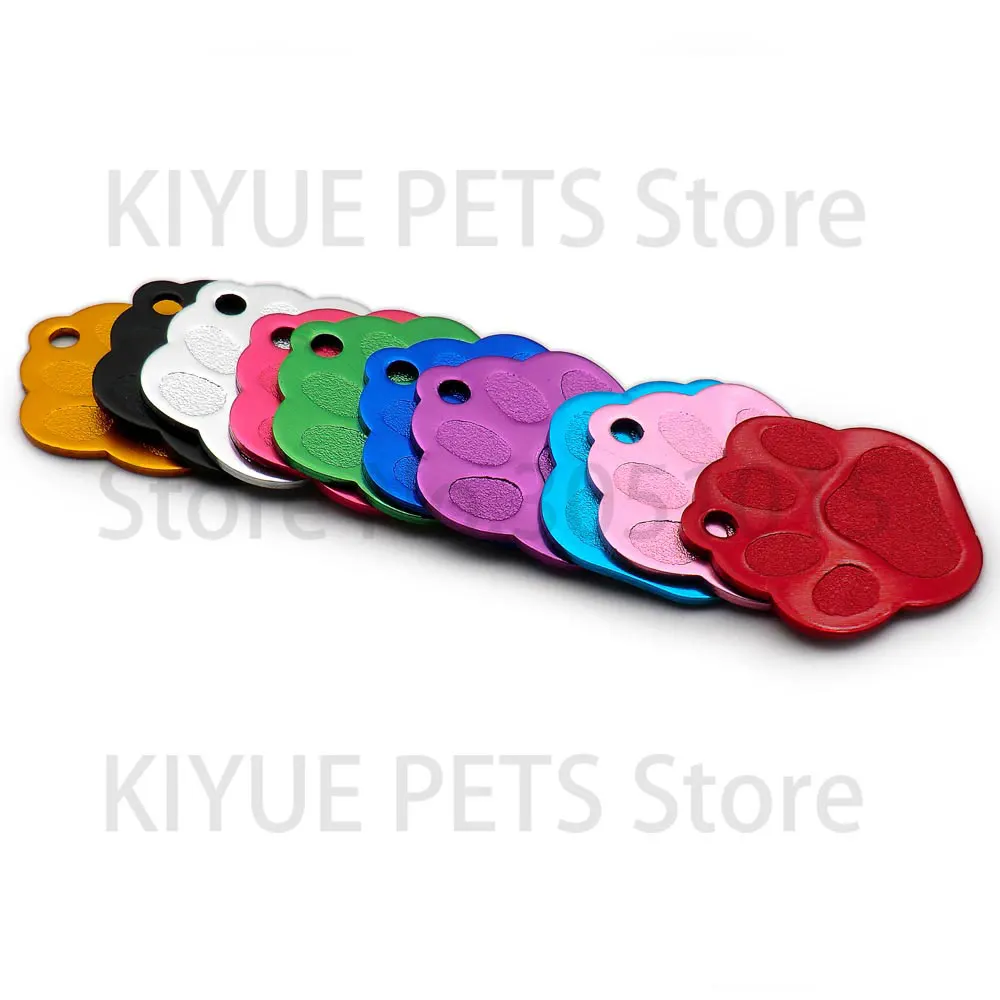 Wholesale 20Pcs PAW Shape 3D Exquisite Personalized Pet Dog ID Tags Custom Engraved Name Phone No. Cat For Dog  Pet Accessories