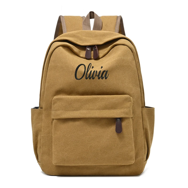 

Customized Retro Casual Canvas Large Capacity Travel Men's Backpack Wear-resistant And Breathable Junior High School Student Bag