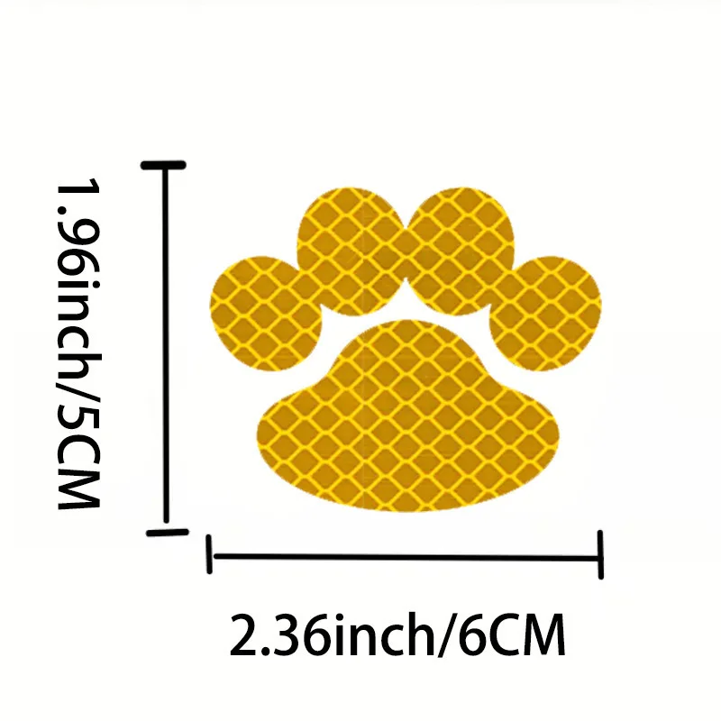 5Pcs Dog Paw Print Reflective Car Stickers PET Safety Warning Decals for Auto