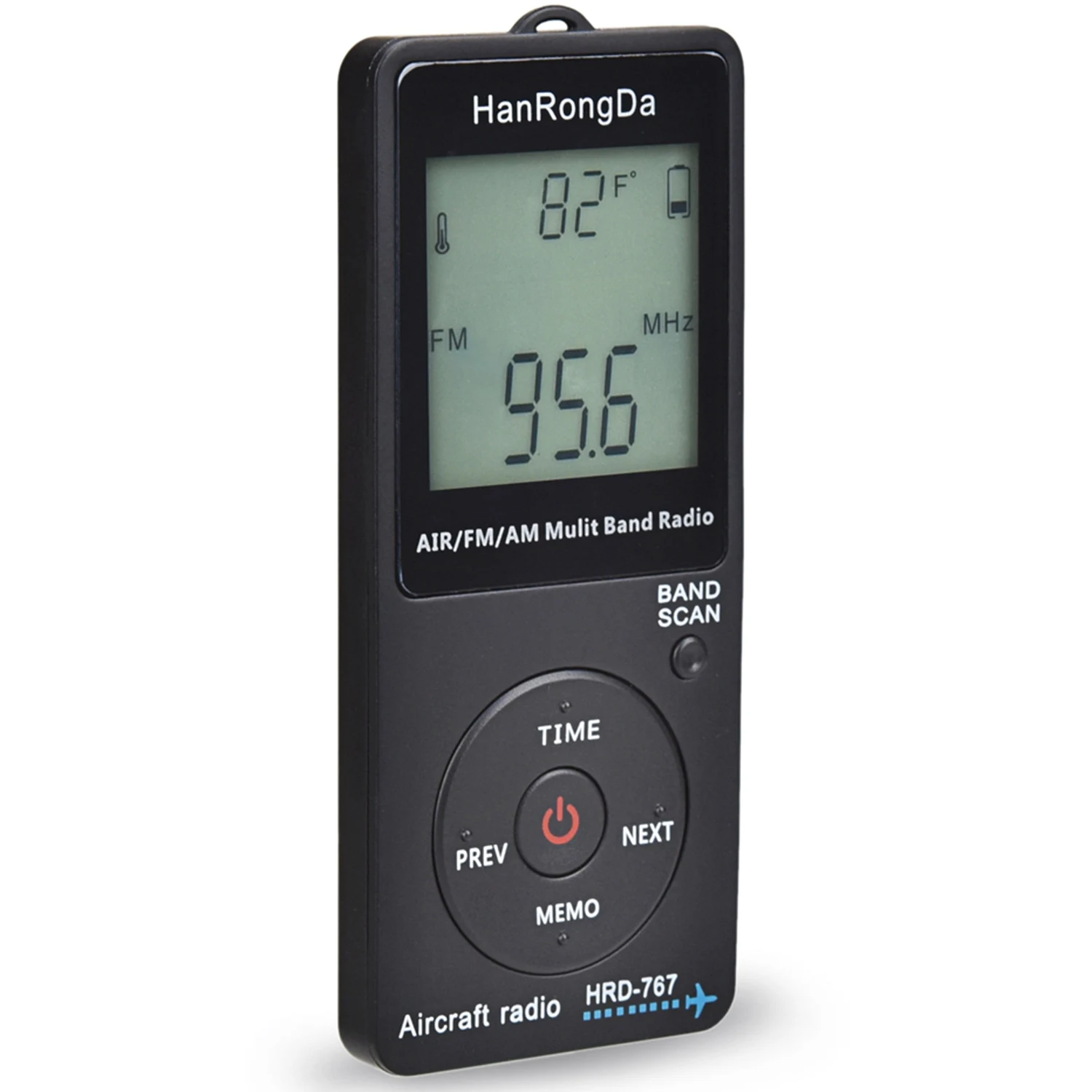 IIJJ-HanRongDa Radio Odbiornik pasma samolotowego Radio FM/AM/AIR Światowy pasmo z wyświetlaczem LCD Przycisk blokady Radio kieszonkowe ze słuchawkami