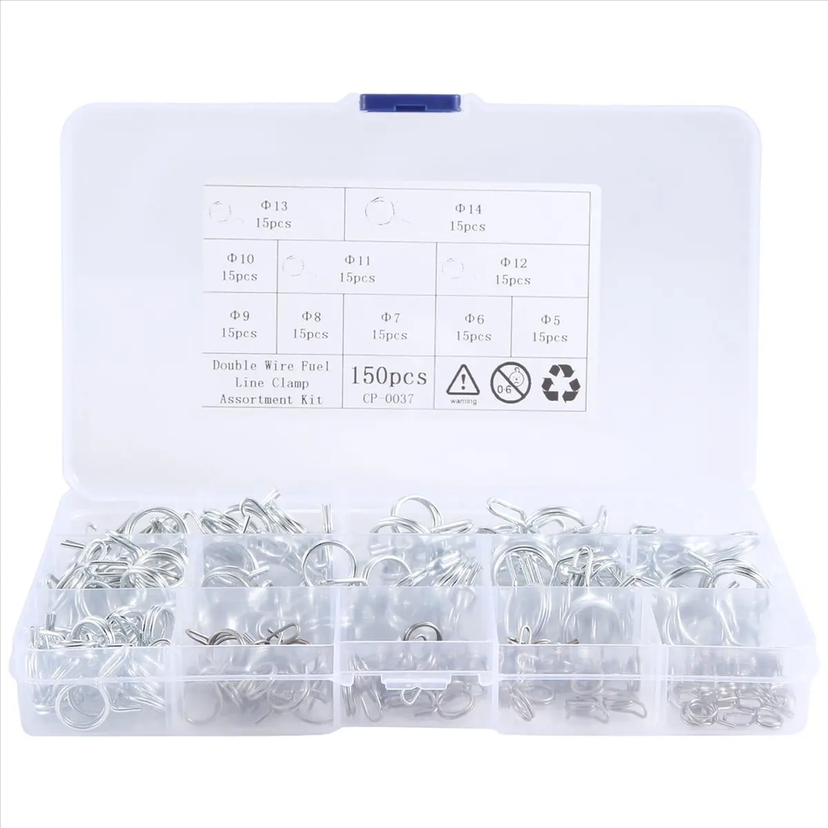 (N21R] 150Pcs/Set Stainless Steel Spring Clip Hose Clamp Fastener Line Hose Water Pipe Air Tube Car Plumbing Tools
