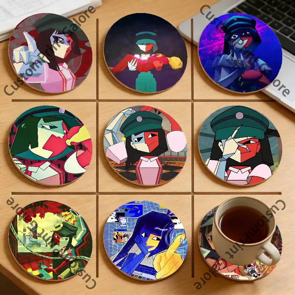 

E-ENA dream B-BBQ Natural Pine Wood Round Coasters Non-Slip Heat-Resistant Cup Mats for Coffee Drinks