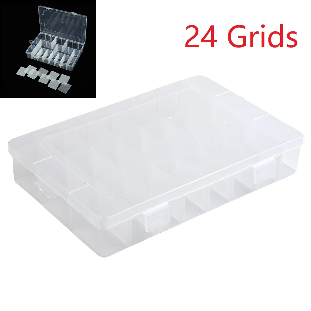 

24 Grids Compartment Plastic Storage Box Jewelry Earring Bead Screw Holder Case Display Organizer Fishing Tackles Container