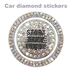 New 2pcs/set Car Diamond Sticker Rhinestone Ring Round Decoration Protective Cover Accessory Start Switch Button Decoration