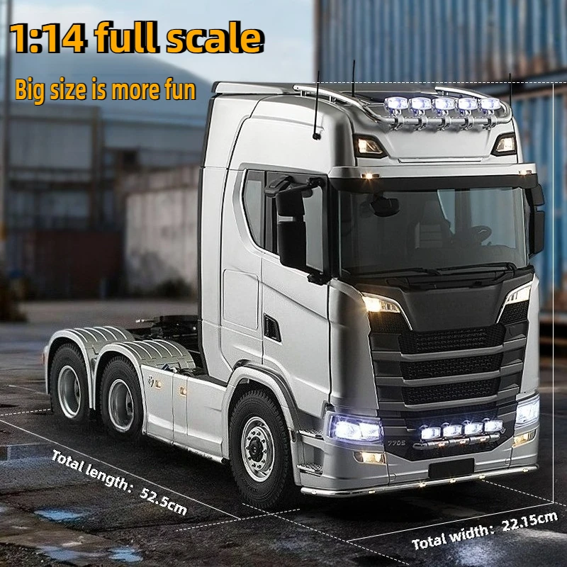 

770S 1/14 грузовик из сплава 6X6 мощный энергоэффективный двигатель моделирование светло-серый трактор трактор игрушка с дистанционным управлением