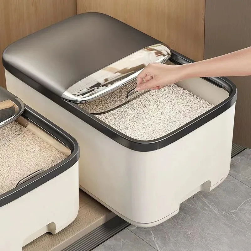 Scatola di immagazzinaggio del riso da 10 kg per la casa con coperchio Scatola di riso a prova di insetti a prova di umidità Barattolo sigillato per cereali Contenitore da cucina Conservazione di cereali secchi