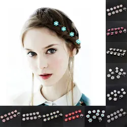 10pcs Small Crystal Flowers Metal Hair Claws Girls Hair Clips Bangs Hair Pin Hair Oranment Fashion Hair Accessories Headdress