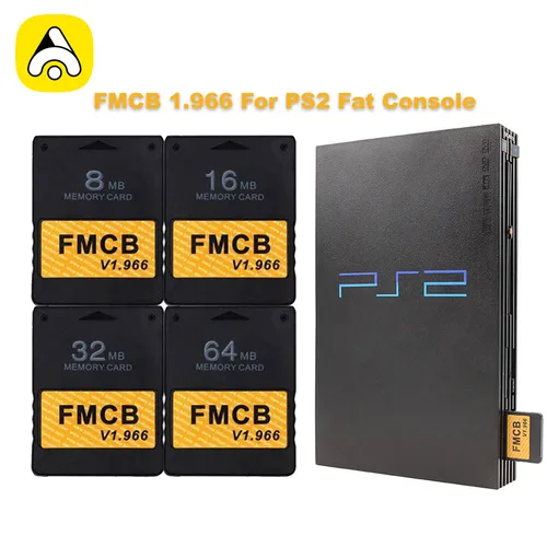 BitFunx 1,966 FMCB para PS2 tarjeta de memoria McBoot sin grasa para consola Playstation2 tarjeta de 8MB/16MB/32MB/64MB