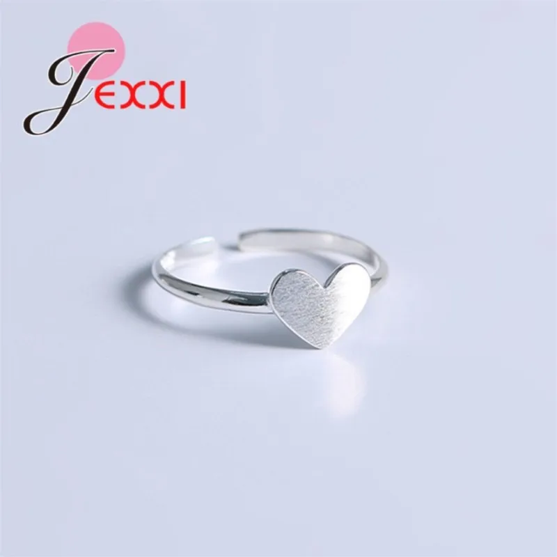 Simple Style Real 925 Sterling Silver Small Heart Shape Finger Rings For Women Wedding Engagement Jewelry Anel
