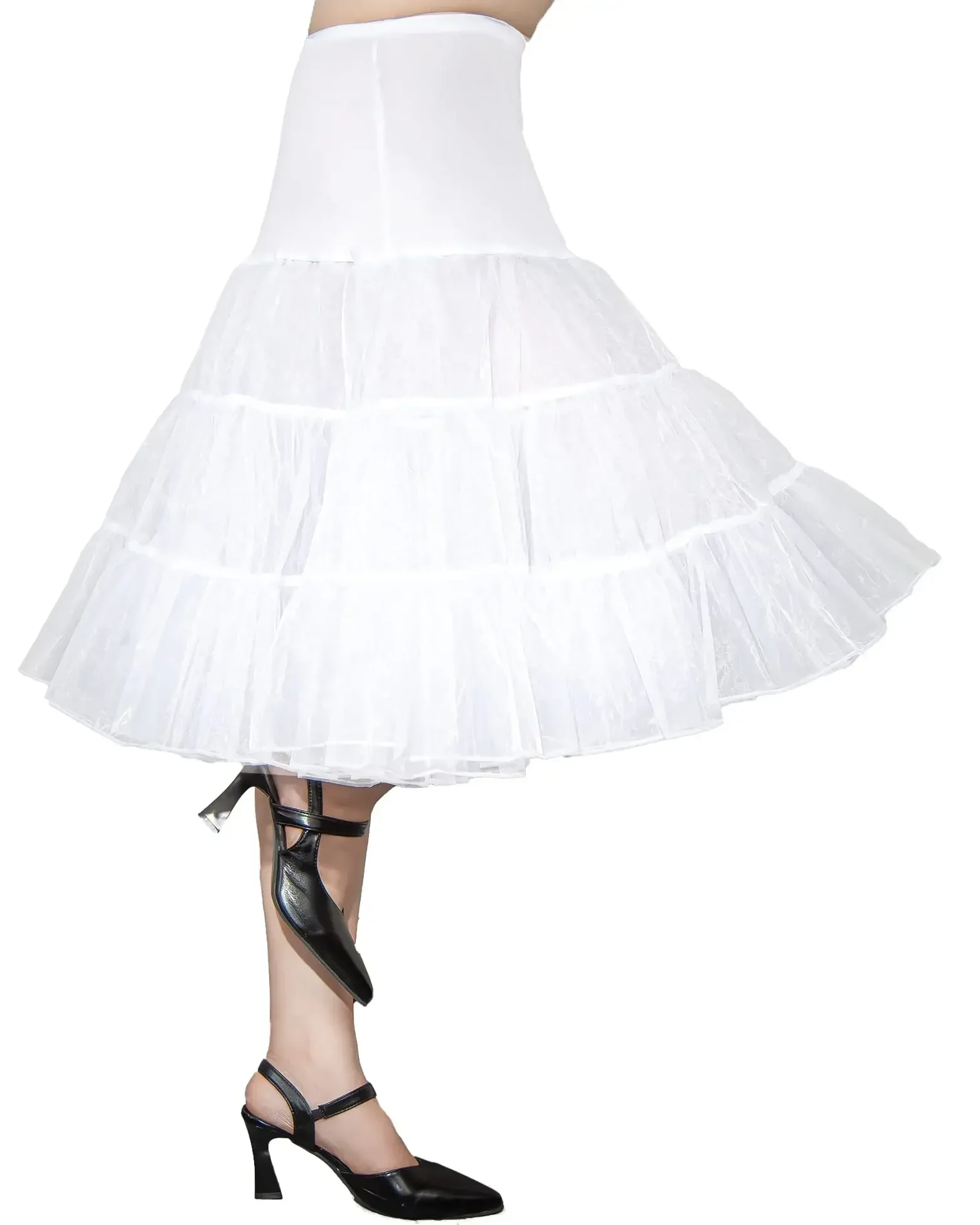 ความยาวเข่า Crinoline Petticoats สําหรับผู้หญิงกระโปรง Tulle สําหรับภายใต้ชุด 50s เสื้อผ้าอุปกรณ์เสริม