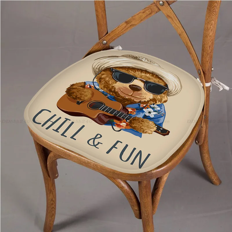 Cute BEAR Fashion Brand Tie Rope Chair Cushion Soft Office Car Seat Comfort Breathable 45x45cm Stool Seat Mat