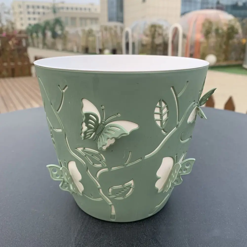 3D Cartoon Butterfly Relief Flowerpot Colored Plastic Succulent Flower Pot Self-suction Plant Planter Office