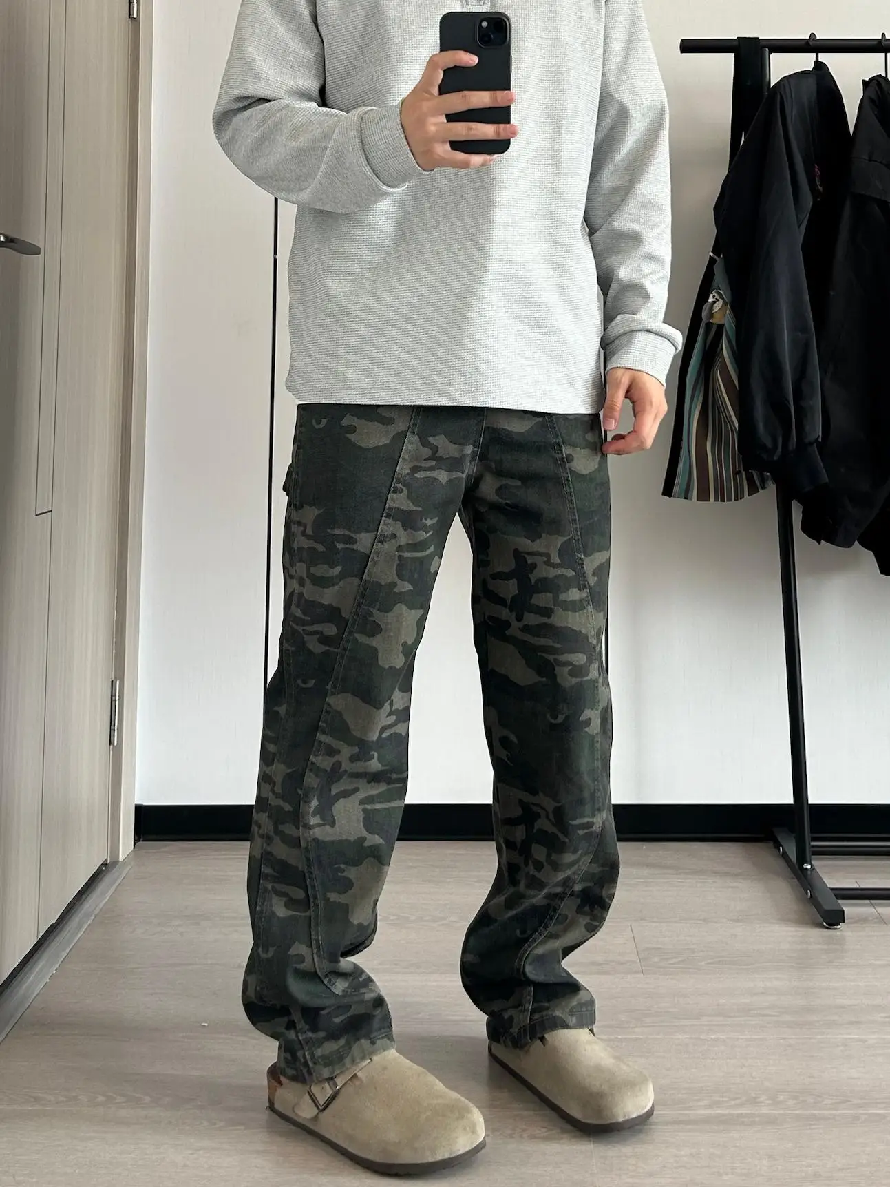 

Мужские джинсы Cleanfit American High Street в винтажном стиле с пэчворком, прямые, зауженные, камуфляжные, повседневные, молодежные, популярные