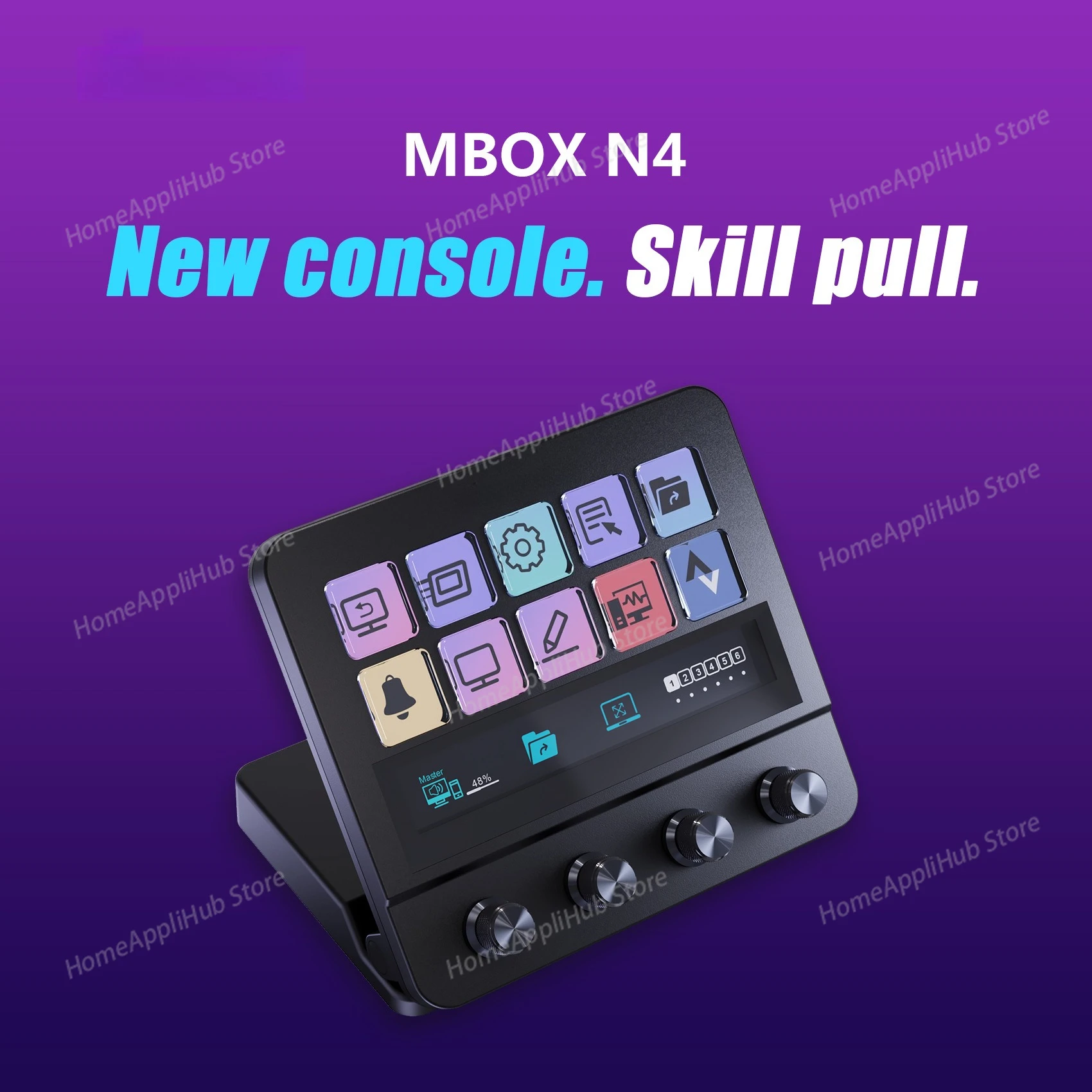 N4 Visual Macro Keyboard Desktop Revolution Streaming Console Hub 10-Key Quad-Dial Interface Touch Strip Dual USB-C & USB-A