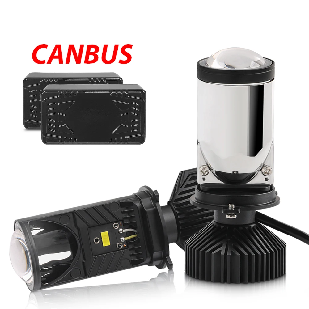 

2pcs LED H4 Car Headlight Bulbs Mini Bi Projector Lenses 9003/HB2 Hi/Lo Beam LHD 80W Canbus For Vehicle Headlamp White 6000K 12V