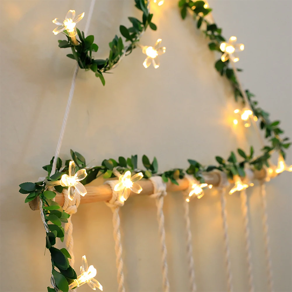 2/3/4m Battery Powered Christmas Garland Leaves Fairy String Lights Cherry Blossom String Lights Bedroom Party Decorative Light