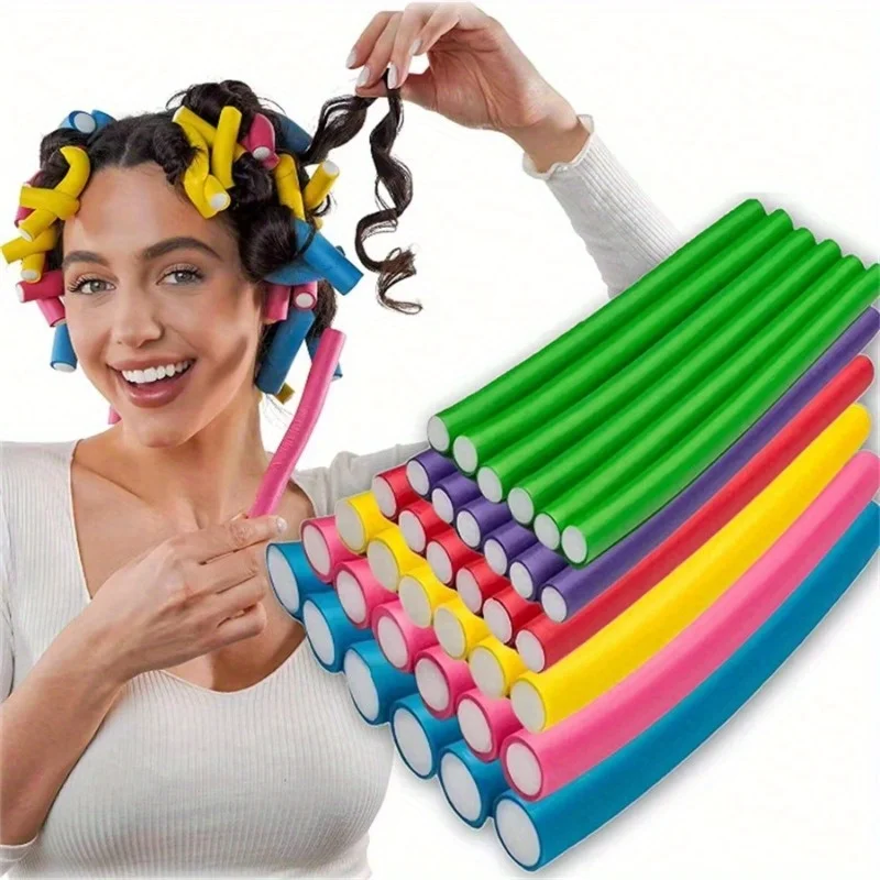 10 carretes flexibles, rizador retorcido curvo para cabello rizado, rizos de espuma suave DIY, herramientas de peinado, colores aleatorios