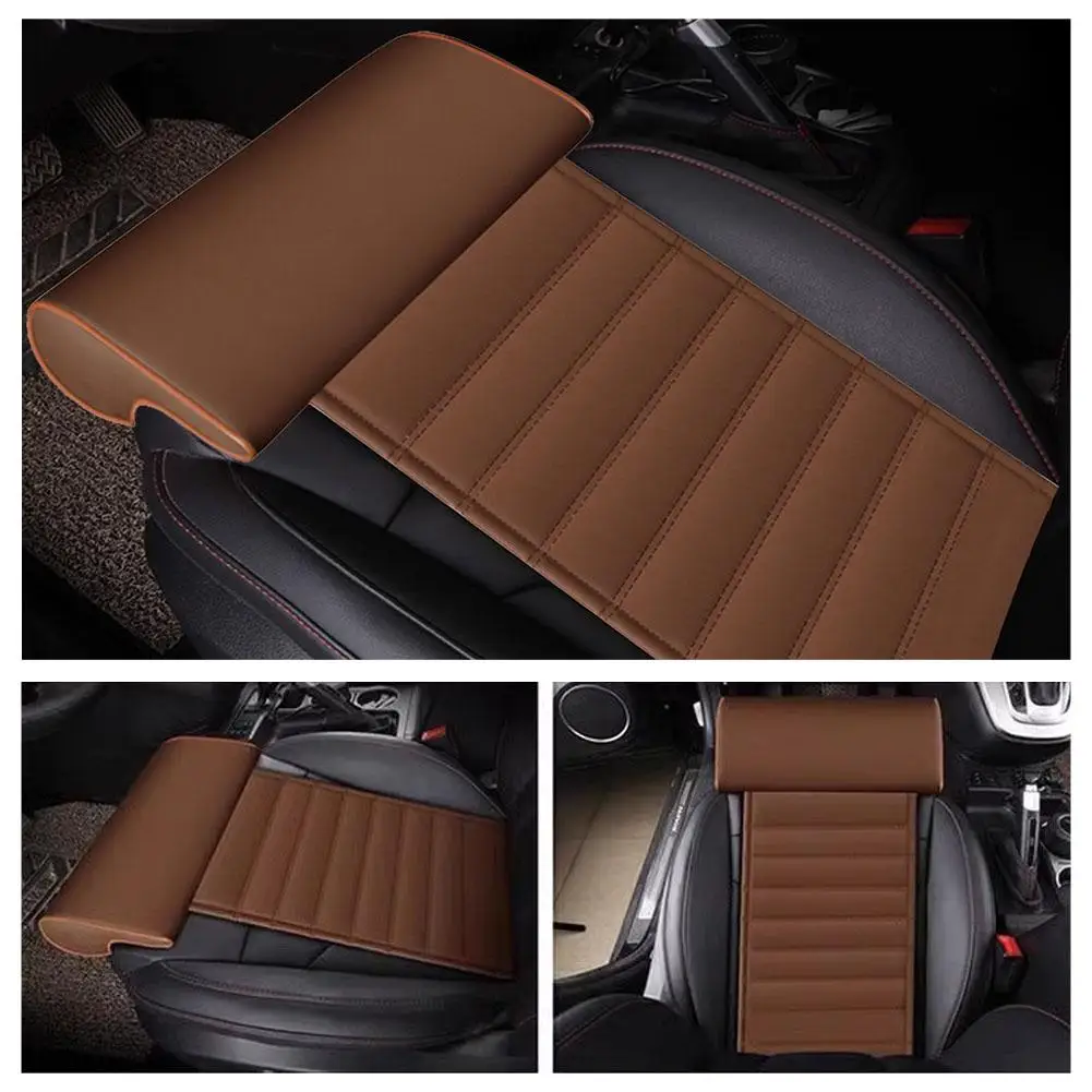 Car Seat Extender PU Leather Leg Cushion For Driver Memory Foam Knee Pad Long-Distance Driving Protector Mat Auto Seat Extender