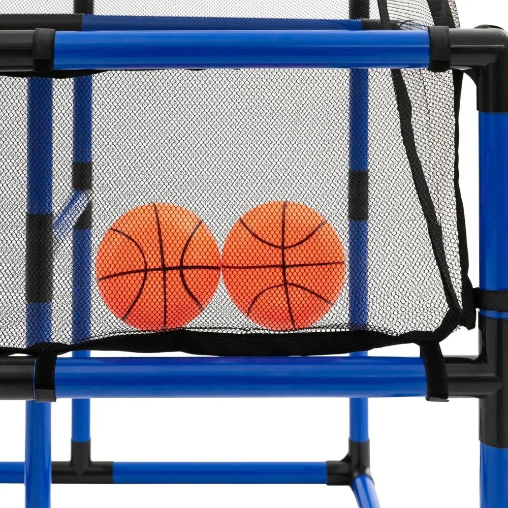 Mini cesta de baloncesto para niños de doble tiro con 4 pelotas y aire para niños mayores de 6 años