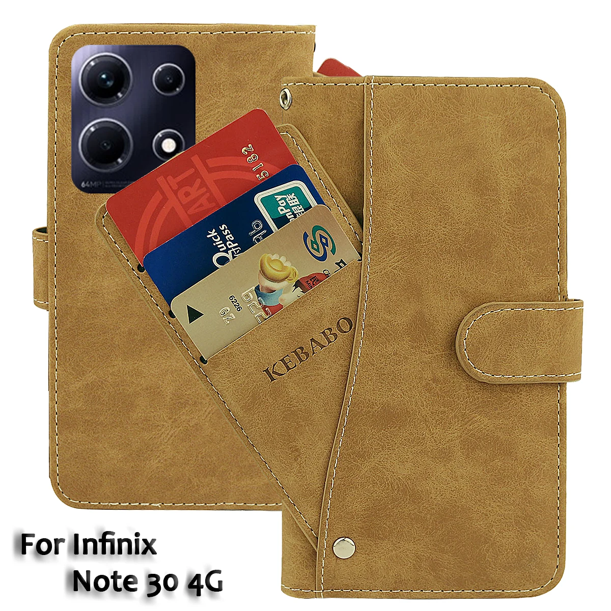 

Vintage Leather Wallet Infinix Note 30 4G Case 6.78" Flip Luxury Card Slots Cover Magnet Phone Protective Cases Bags