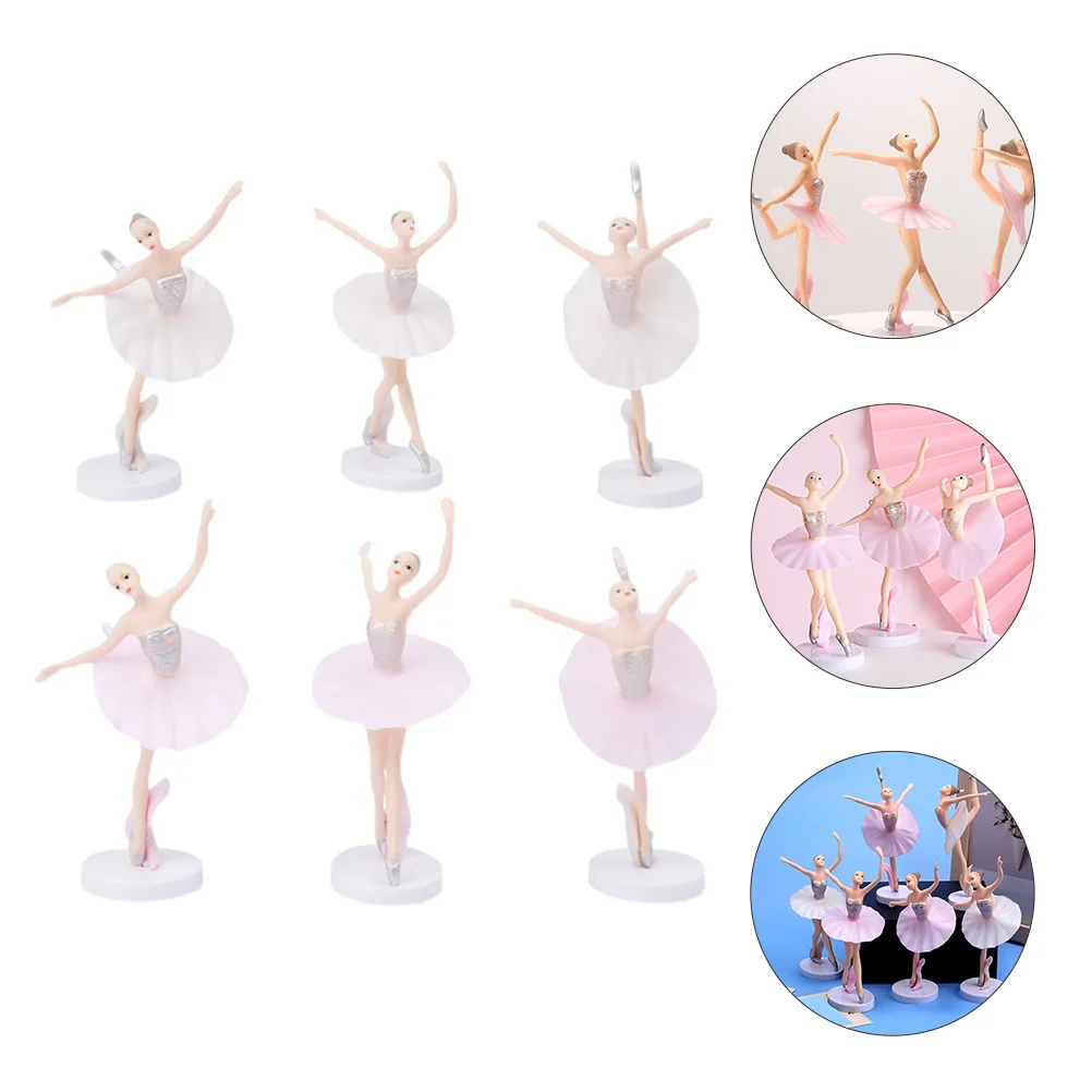 

6Pcs Plastic Ballerina Girl Cake Decoration Birthday Cake Adorable Ballet Topper Party Baking Dessert Ornament
