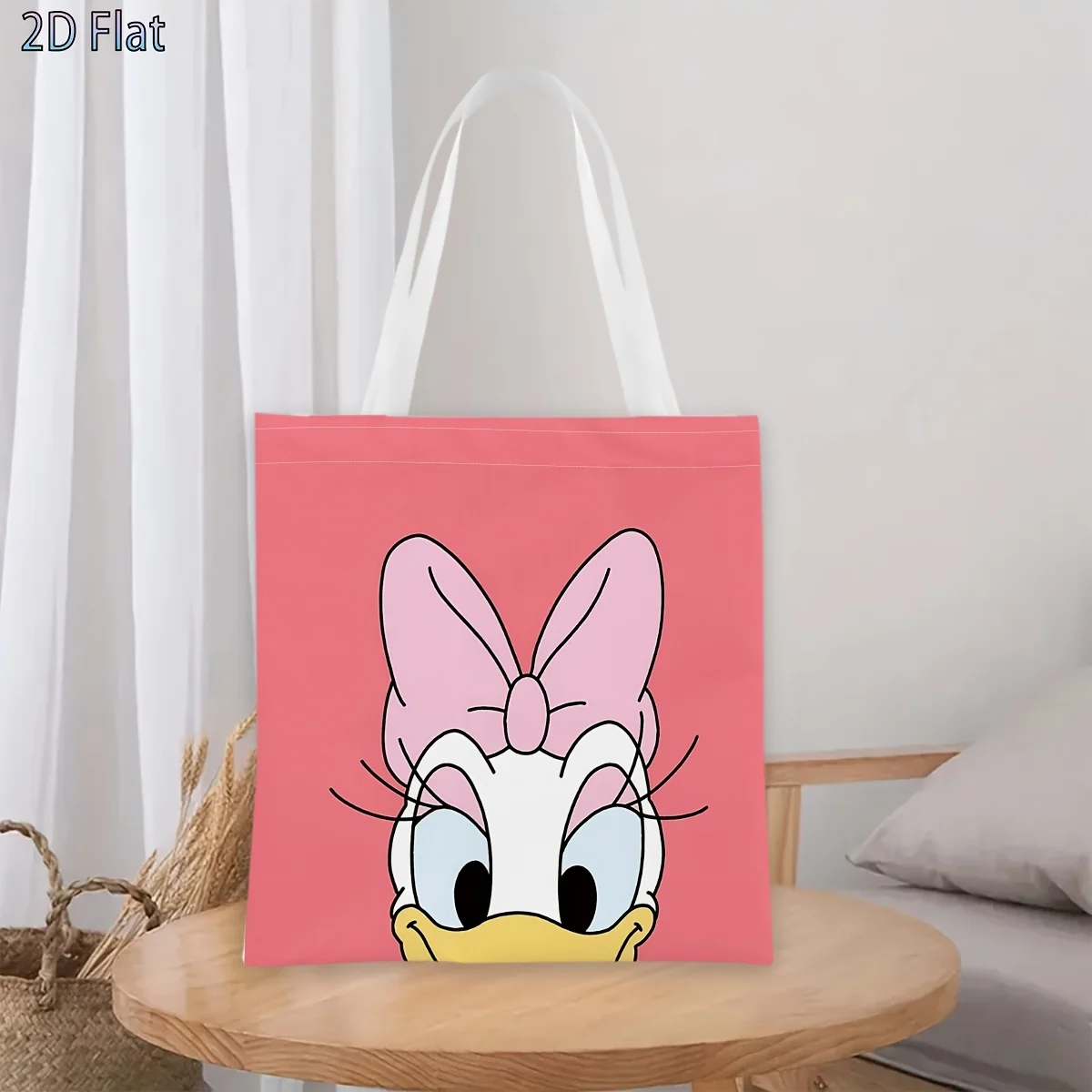 1pc Daisy Duck Pink Bow Tote Bag,reusable shopping bag,suita