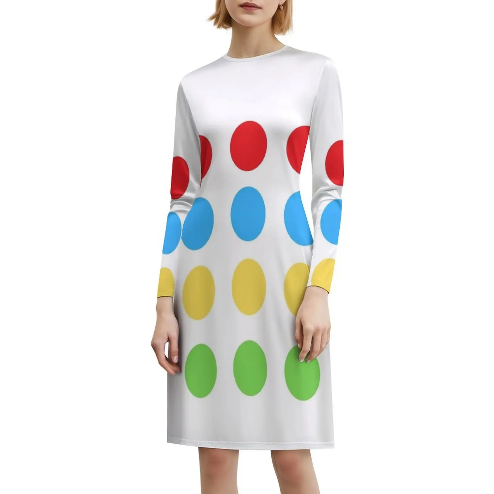 Twister jogo traje de halloween estilo coreano vestido para mulher elegante vestido casual para festa ou uso diário twister twister jogo