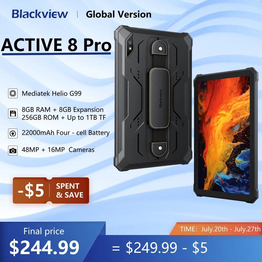 Original Blackview Active 8 Pro Rugged Tablets Android 13 10.36