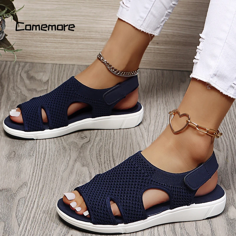 Comemore Flat Shoes Casual Woman Ladies Beach Woman Espadrilles Large Size 43 44 45 2024 Summer Women Men Sandals Free Shipping