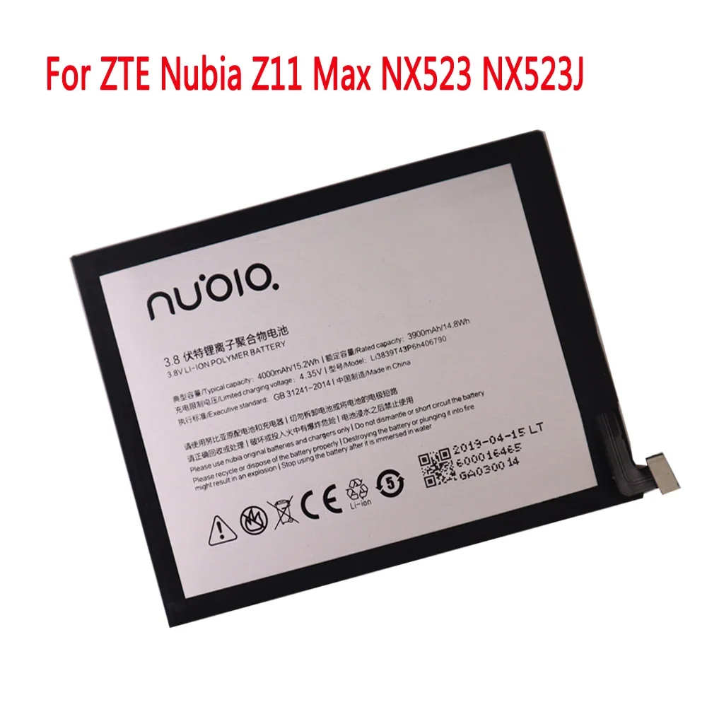 

Original 3.8V 4000mAh Li3839T43P6h406790 Battery For ZTE Nubia Z11 Max NX523 NX523J Mobile Phone Battery Batteries